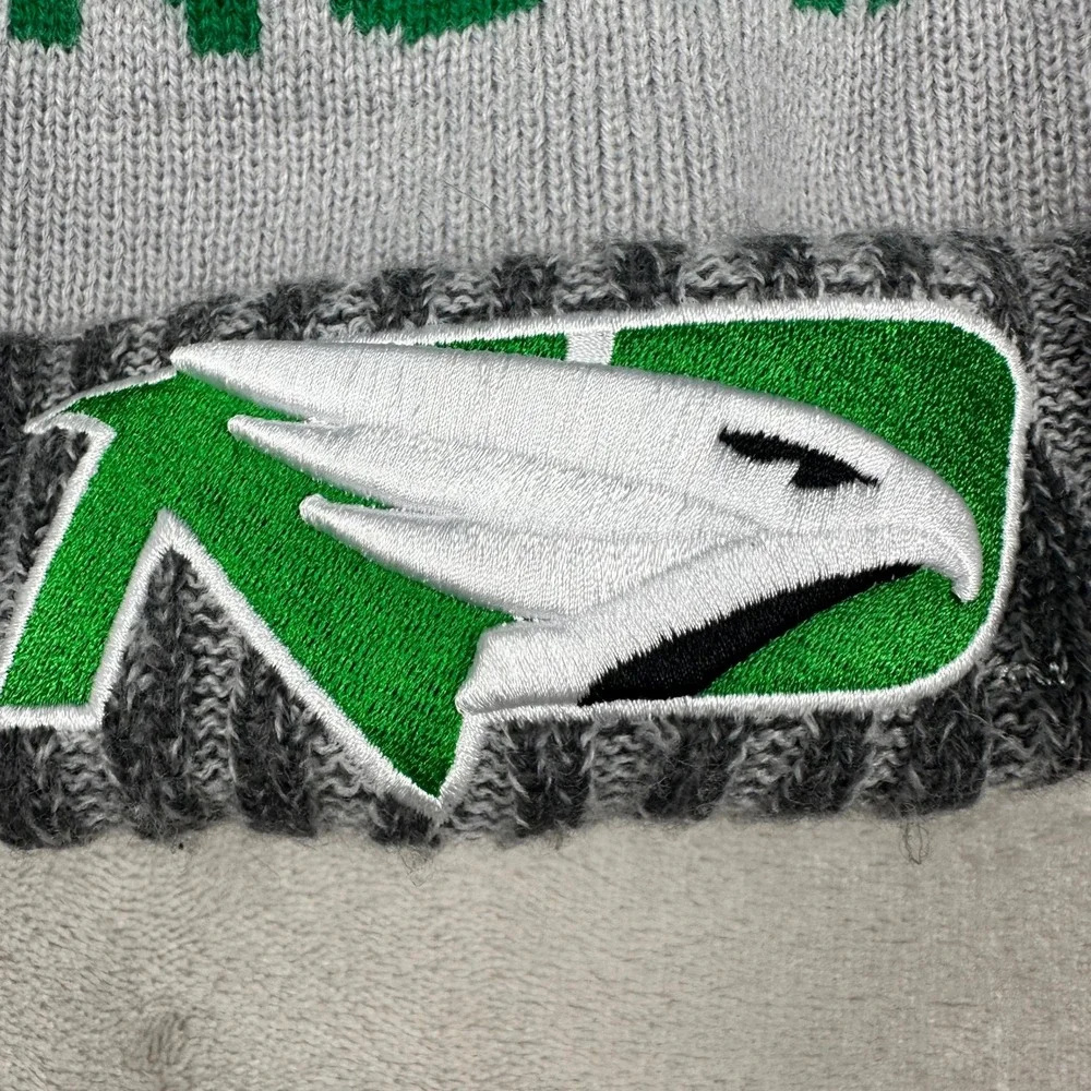 New Era North Dakota Fighting Hawks Beanie Pom Pom Knit Cap‎ Green Gray